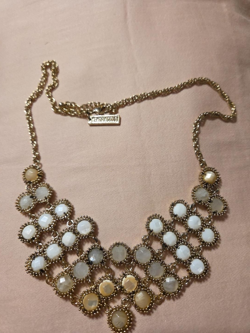 Kendra Scott Gold Necklace with White and Cream Stones